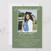 Invitation Vert olive Simple 2 Script Photo Graduation (Devant)
