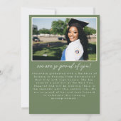 Invitation Vert olive Simple 2 Script Photo Graduation (Dos)