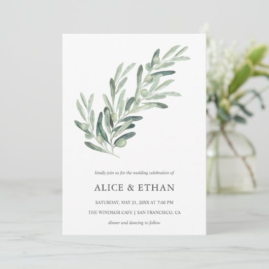Invitation Vert Olive Simple Mariage (Debout devant)