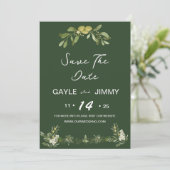 Invitation Vert Olivier Moderne Sauvez La Date (Debout devant)