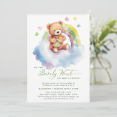 Invitation Vert On Peut Attendre De Mignons Baby showers Garç (Debout devant)
