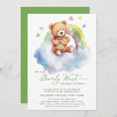 Invitation Vert On Peut Attendre De Mignons Baby showers Garç (Devant / Derrière)