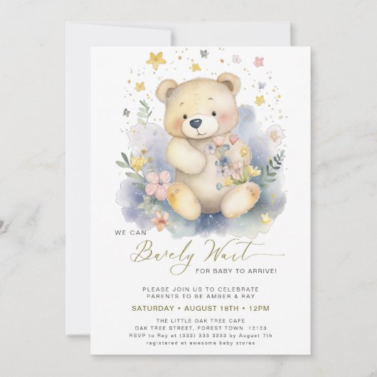 Invitation Vert on peut attendre plus mignon Baby shower fill (Devant)