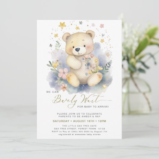 Invitation Vert on peut attendre plus mignon Baby shower fill (Debout devant)