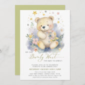 Invitation Vert on peut attendre plus mignon Baby shower fill (Devant / Derrière)