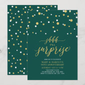 Invitation Vert & Or | 50e anniversaire de mariage surprise (Devant / Derrière)