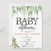 Invitation Vert & Or | Baby shower non sexiste (Devant)