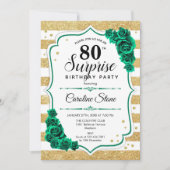 Invitation Vert or blanc Surprise 80e anniversaire (Devant)