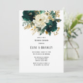 Invitation Vert or blanc Wedding shower botanique (Debout devant)