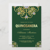 Invitation Vert Or Diamant Mandala Quinceañera (Devant)