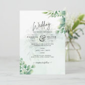 Invitation Vert Or Eucalyptus MARIAGE QR CODE Moderne (Debout devant)