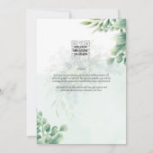 Invitation Vert Or Eucalyptus MARIAGE QR CODE Moderne (Dos)