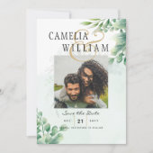 Invitation Vert Or Eucalyptus MARIAGE QR CODE Moderne (Devant)