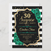 Invitation Vert or noir blanc Surprise 30e anniversaire (Devant)