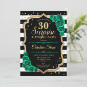 Invitation Vert or noir blanc Surprise 30e anniversaire (Debout devant)