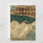 Invitation Vert Or Pailleté Mariage Agate Jungle (Dos)