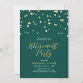 Invitation Vert & Or | Parti de retraite Hexagon Confetti (Devant)