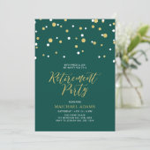Invitation Vert & Or | Parti de retraite Hexagon Confetti (Debout devant)