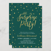 Invitation Vert & Or | Parti de retraite surprise moderne (Devant / Derrière)