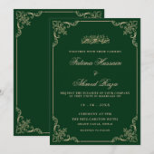 Invitation Vert Or Vintage Romantique Écriture Musulmane Mari (Devant / Derrière)