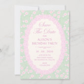 Invitation Vert pastel rose floral (Devant)