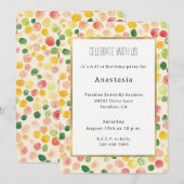 Invitation Vert Pêche Rose Rouge Jaune Fruité Anniversaire (Devant / Derrière)