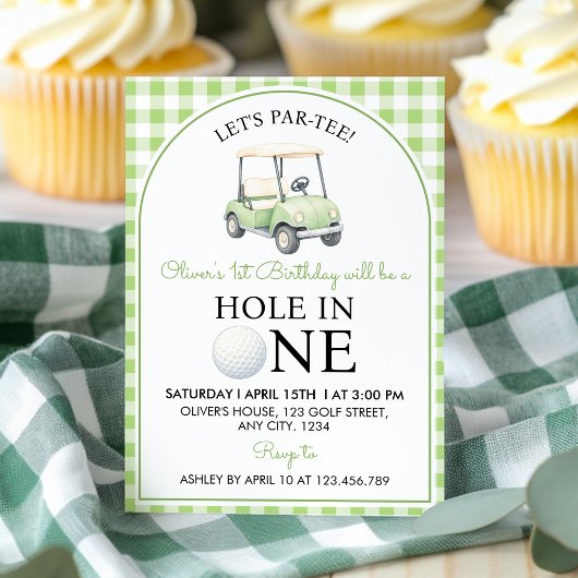 Invitation Vert pour une fête de premier anniversaire de golf