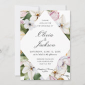 Invitation Vert printemps | Mariage floral rose Tulip Daffodi (Devant)