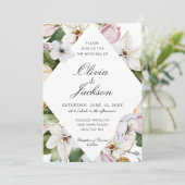 Invitation Vert printemps | Mariage floral rose Tulip Daffodi (Debout devant)