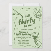 Invitation Vert Rétro Anniversaire 30 Ans Disco Talk Thirty (Devant)