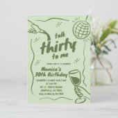 Invitation Vert Rétro Anniversaire 30 Ans Disco Talk Thirty (Debout devant)