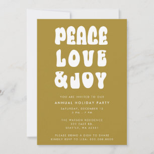 Invitation Vert Rétro Groovy Paix Amour Joie Vacances