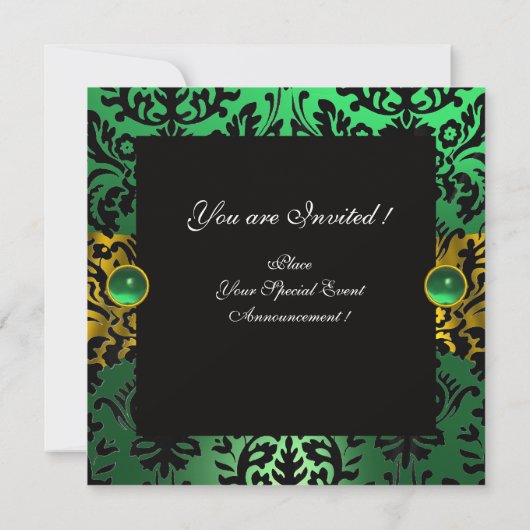 INVITATION VERT RIBBON OR CELTIC COEUR DOMMASQUE MONOGRAPHE (Dos)