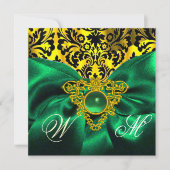 INVITATION VERT RIBBON OR CELTIC COEUR DOMMASQUE MONOGRAPHE (Devant)