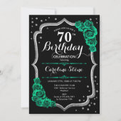 Invitation Vert Rose Black Silver 70e anniversaire (Devant)