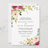 Invitation Vert Rose Blush Floral Mariage traditionnel (Devant)