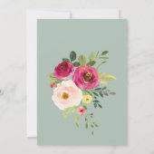 Invitation Vert Rose Blush Floral Mariage traditionnel (Dos)