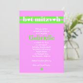 Invitation Vert rose de Gabrielle d'invitation de bat mitzvah (Debout devant)