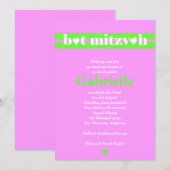 Invitation Vert rose de Gabrielle d'invitation de bat mitzvah (Devant / Derrière)