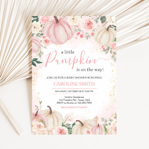 Invitation Vert rose Floral Petite citrouille
