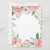 Invitation Vert rose Floral Wreath Girl Baptism (Dos)