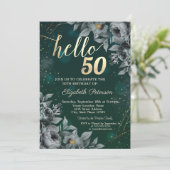 Invitation Vert Rose foncé 50e anniversaire (Debout devant)