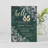 Invitation Vert Rose foncé 65e anniversaire (Debout devant)