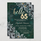 Invitation Vert Rose foncé 65e anniversaire (Devant / Derrière)