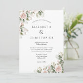 Invitation Vert rose pâle Floral Mariage élégant (Debout devant)