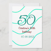 Invitation Vert rouge 50 anniversaire ajouter nom date p (Dos)