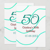 Invitation Vert rouge 50 anniversaire ajouter nom date p (Devant / Derrière)