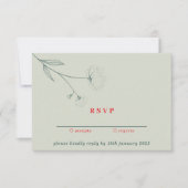 Invitation Vert Rouge Boho Coton Fleur Répondre aimablement (Devant)