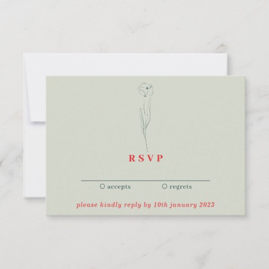 Invitation Vert Rouge Boho Essential Kindly Répondre Flower (Devant)