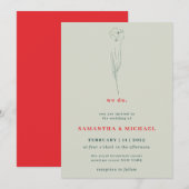 Invitation Vert Rouge Boho Indie Botanique nous faisons Flora (Devant / Derrière)
